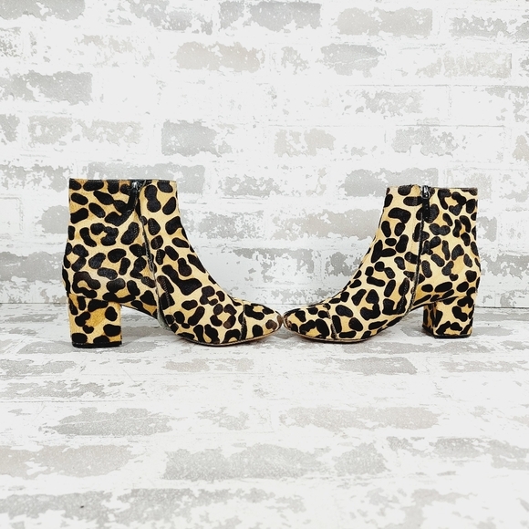 Halogen Black & Brown Leopard Printed Block Heel Ankle Boots C1049 - Picture 7 of 16